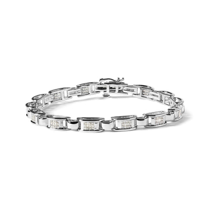 14K White Gold 1.00 Cttw Princess-Cut Diamond Link Bracelet (I-J Color, I1-I2 Clarity) - Size 7.25 Bids.com