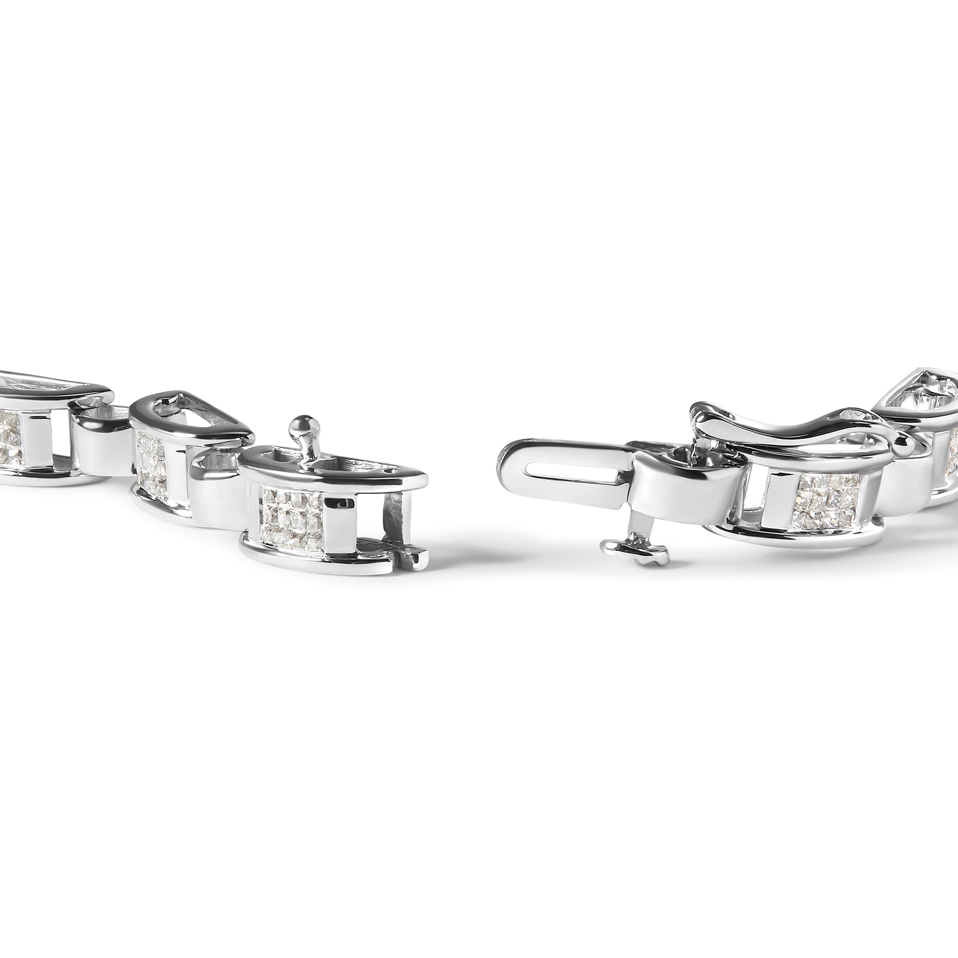 14K White Gold 1.00 Cttw Princess-Cut Diamond Link Bracelet (I-J Color, I1-I2 Clarity) - Size 7.25 Bids.com