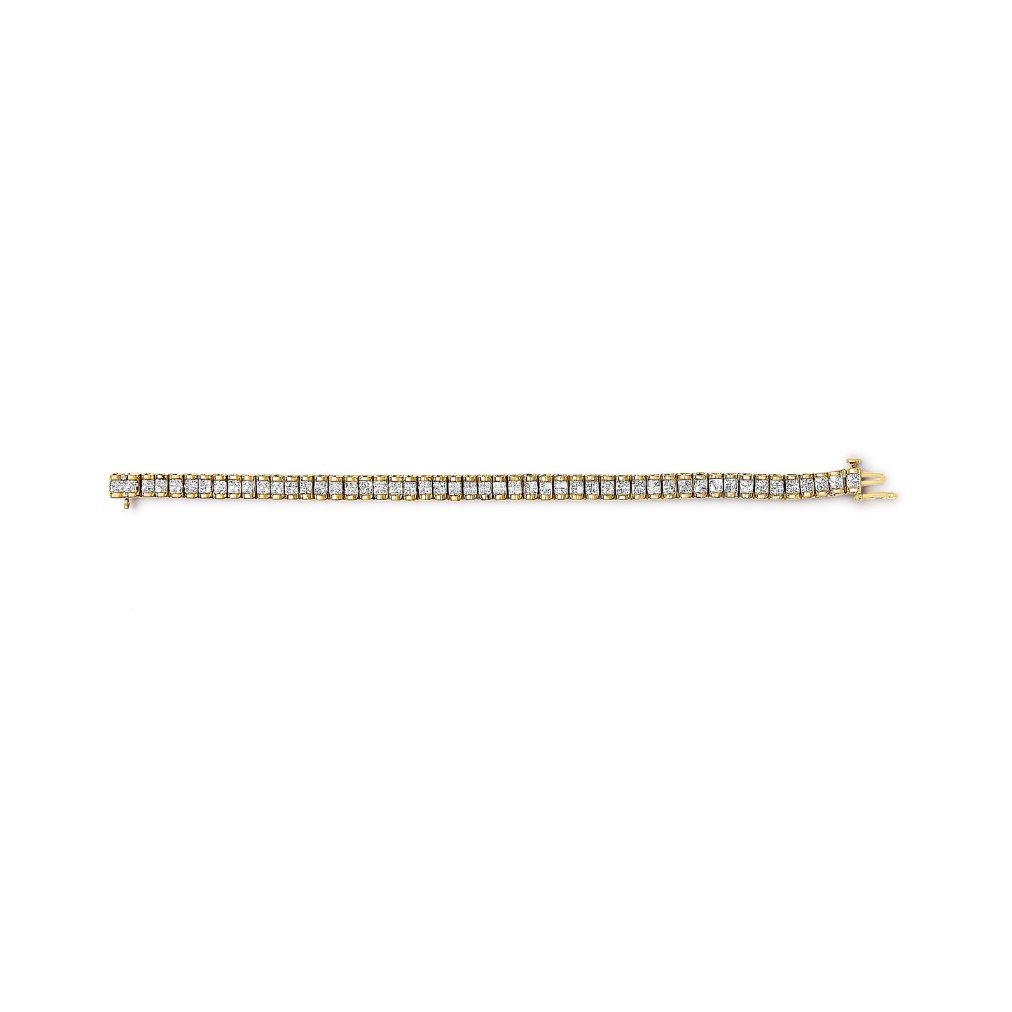 14K Yellow Gold 3.0 Cttw Princess Cut Quad Invisible Set Tennis Bracelet (H-I Color, SI1-SI2 Clarity) - 7â€ Bids.com