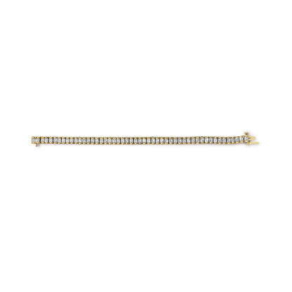 14K Yellow Gold 3.0 Cttw Princess Cut Quad Invisible Set Tennis Bracelet (H-I Color, SI1-SI2 Clarity) - 7â€ Bids.com