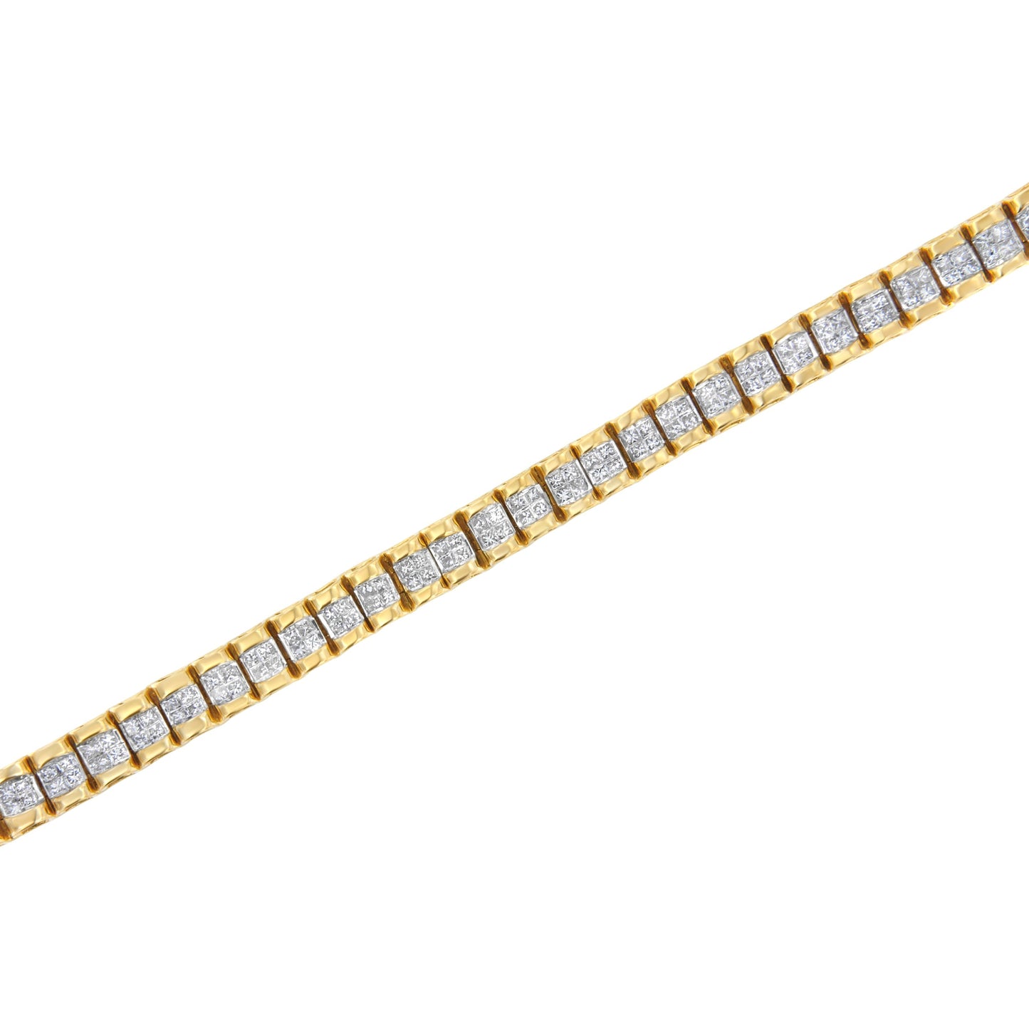 14K Yellow Gold 3.0 Cttw Princess Cut Quad Invisible Set Tennis Bracelet (H-I Color, SI1-SI2 Clarity) - 7â€ Bids.com