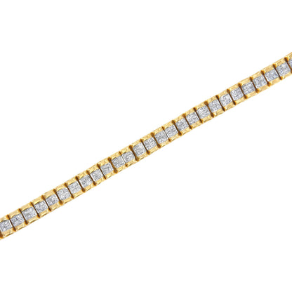 14K Yellow Gold 3.0 Cttw Princess Cut Quad Invisible Set Tennis Bracelet (H-I Color, SI1-SI2 Clarity) - 7â€ Bids.com