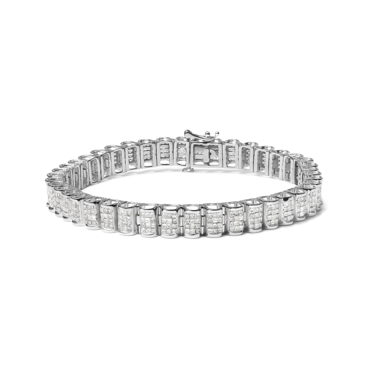 14K Yellow Gold 5.0 Cttw Invisible Set Princess-cut Diamond Buckle Link Tennis Bracelet (H-I Color, SI2-I1 Clarity) - Size 7.25" Bids.com