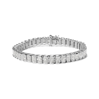 14K Yellow Gold 5.0 Cttw Invisible Set Princess-cut Diamond Buckle Link Tennis Bracelet (H-I Color, SI2-I1 Clarity) - Size 7.25" Bids.com