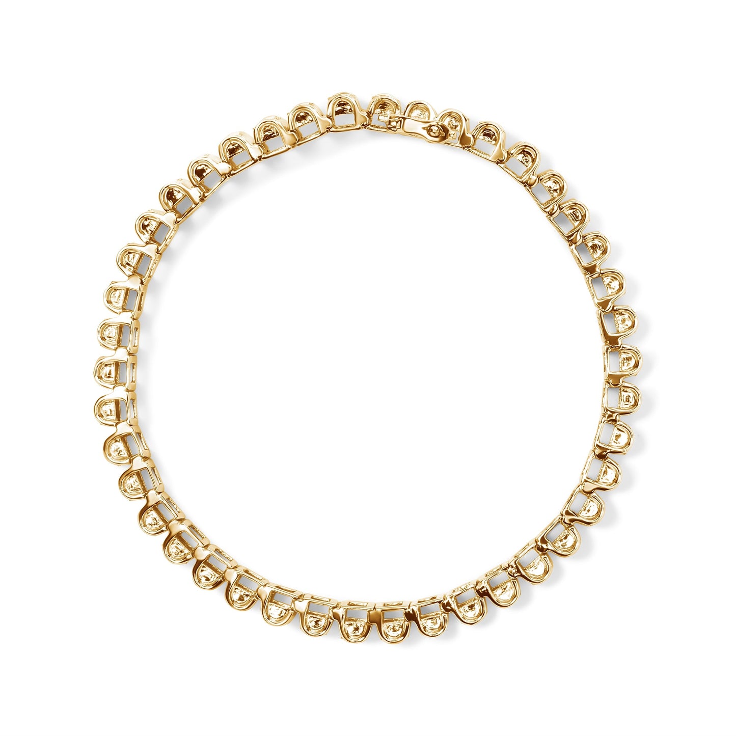 14K Yellow Gold 5.0 Cttw Invisible Set Princess-cut Diamond Buckle Link Tennis Bracelet (H-I Color, SI2-I1 Clarity) - Size 7.25" Bids.com