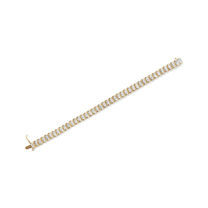 14K Yellow Gold 5.0 Cttw Invisible Set Princess-cut Diamond Buckle Link Tennis Bracelet (H-I Color, SI2-I1 Clarity) - Size 7.25" Bids.com