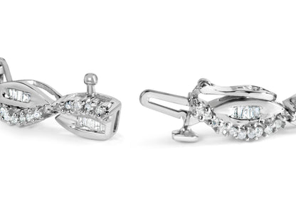 14K White Gold 2.00 Cttw Diamond Swirl and Pear Shape Link Bracelet (I-J Color, I2-I3 Clarity) - 7" Bids.com