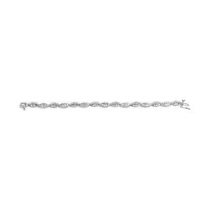 14K White Gold 2.00 Cttw Diamond Swirl and Pear Shape Link Bracelet (I-J Color, I2-I3 Clarity) - 7" Bids.com