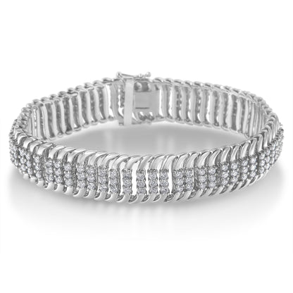 14K White Gold 5.0 Cttw Round Brilliant Cut Diamond 7" S Wave Serpentine Tennis Bracelet (H-I Color, I1-I2 Clarity) Bids.com