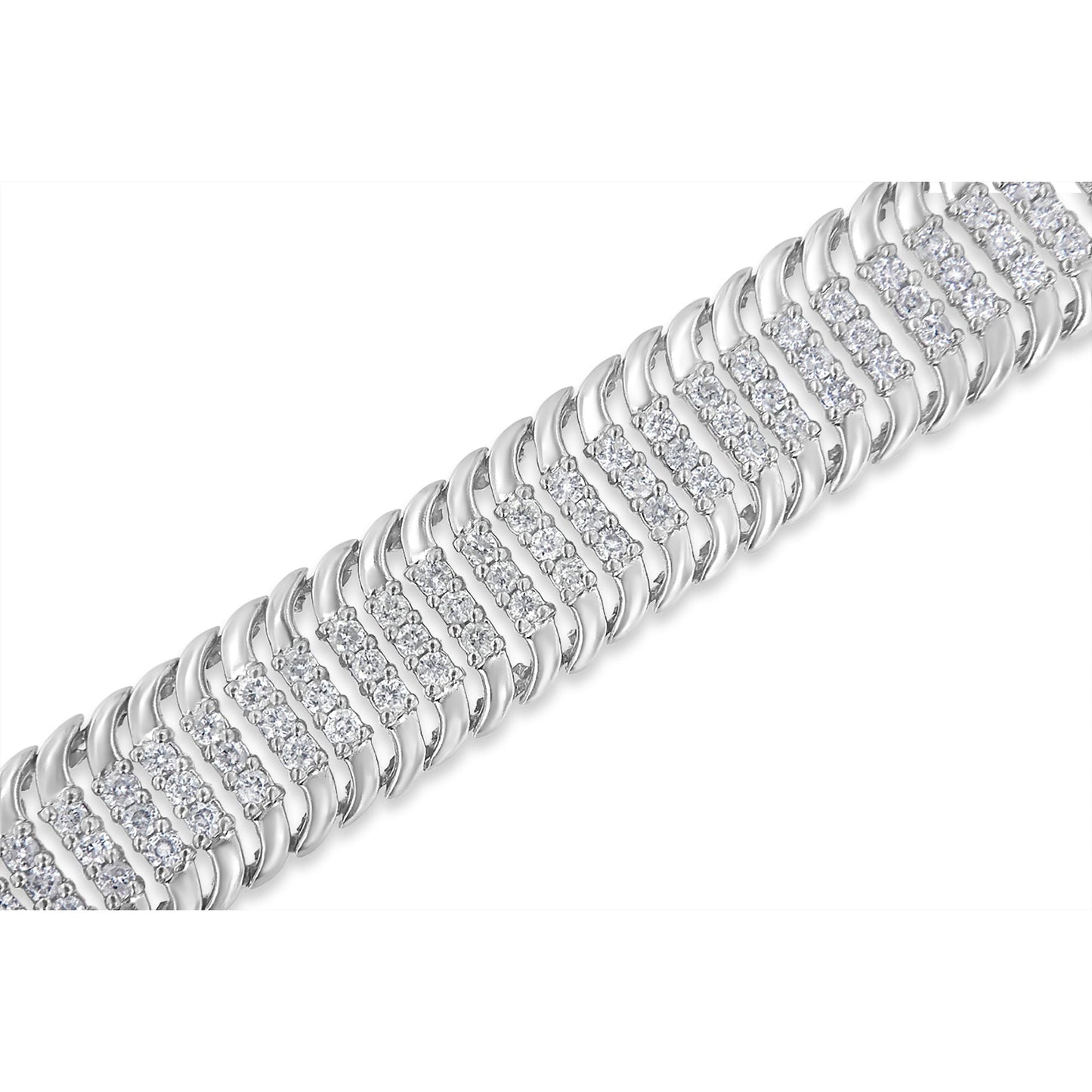 14K White Gold 5.0 Cttw Round Brilliant Cut Diamond 7" S Wave Serpentine Tennis Bracelet (H-I Color, I1-I2 Clarity) Bids.com