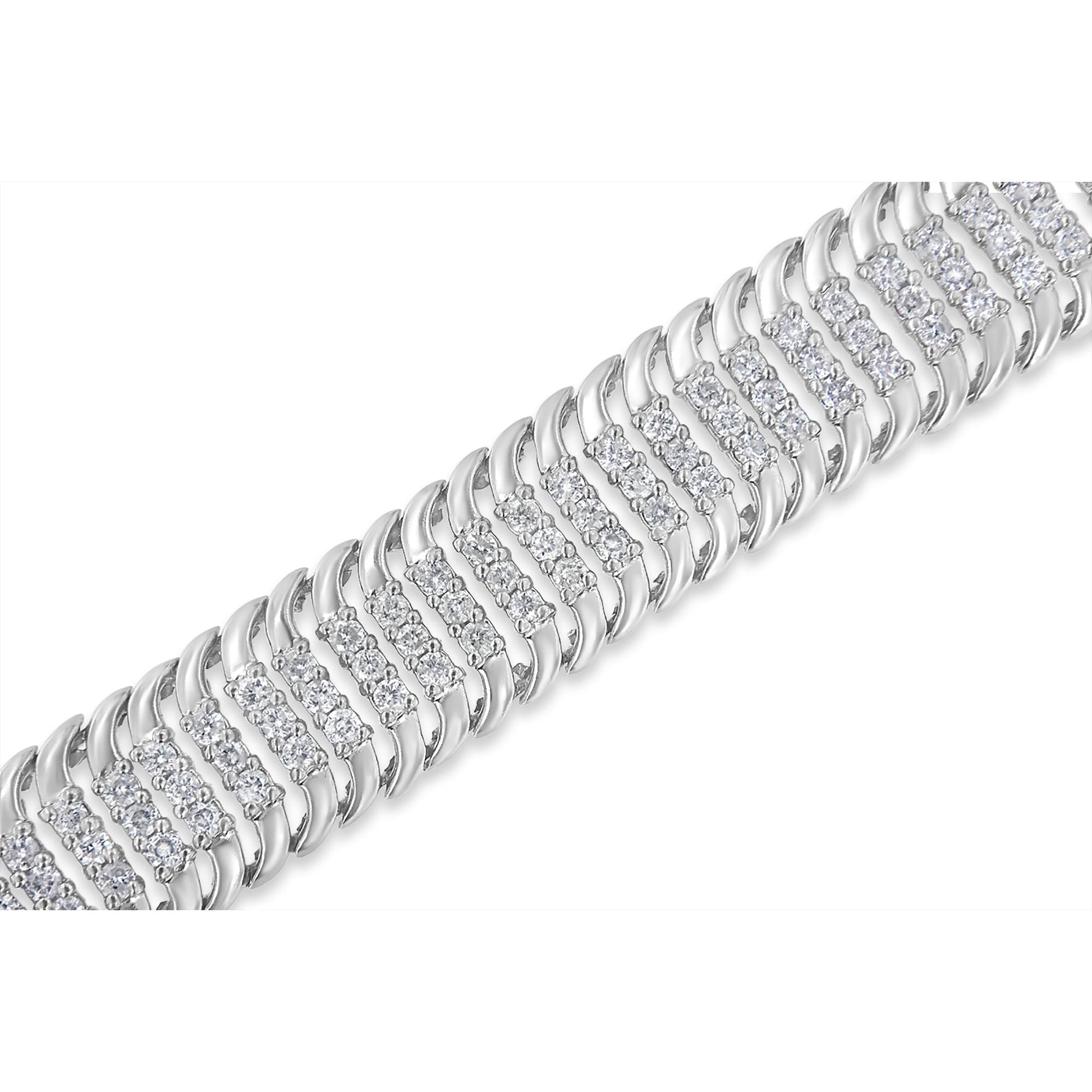 14K White Gold 5.0 Cttw Round Brilliant Cut Diamond 7" S Wave Serpentine Tennis Bracelet (H-I Color, I1-I2 Clarity) Bids.com