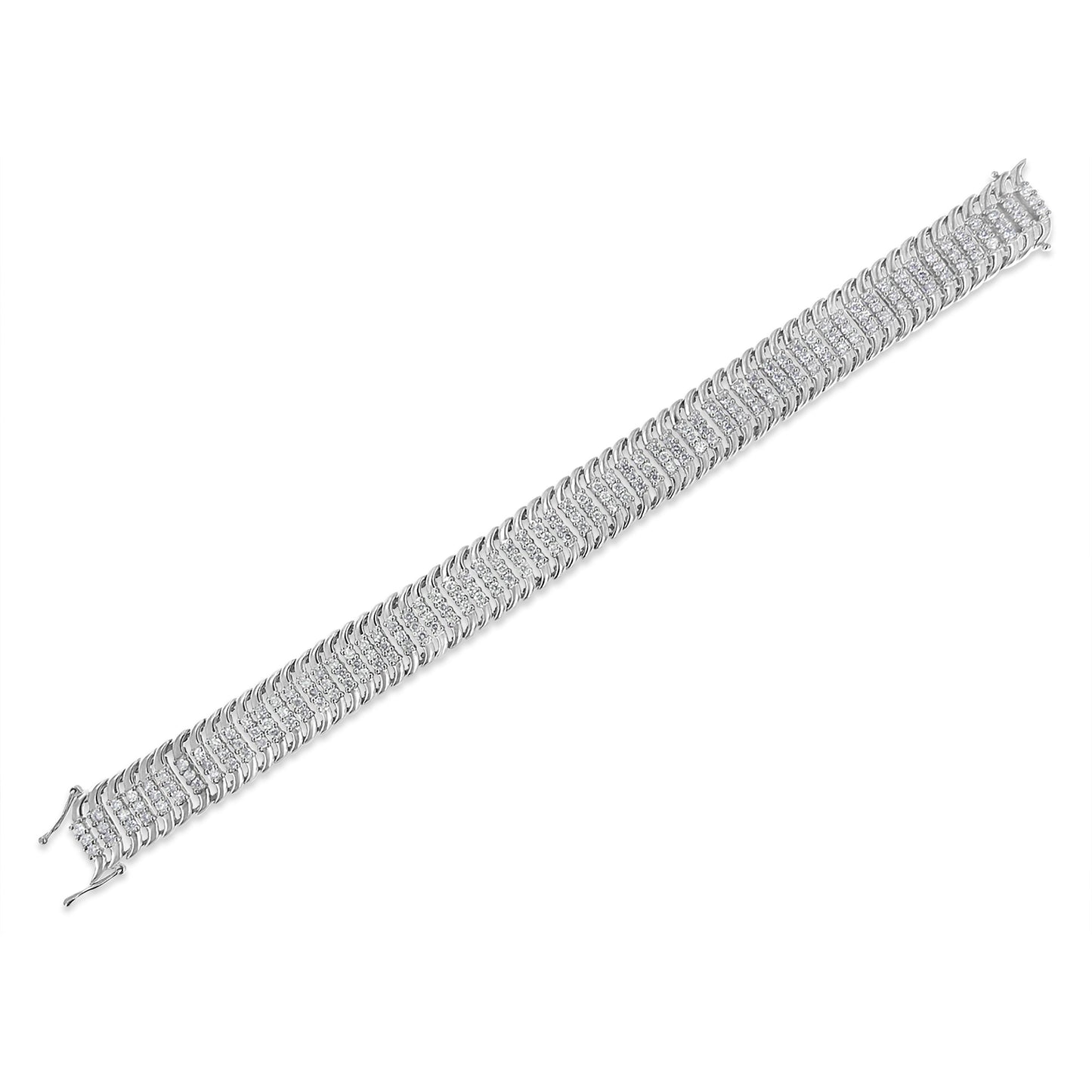 14K White Gold 5.0 Cttw Round Brilliant Cut Diamond 7" S Wave Serpentine Tennis Bracelet (H-I Color, I1-I2 Clarity) Bids.com