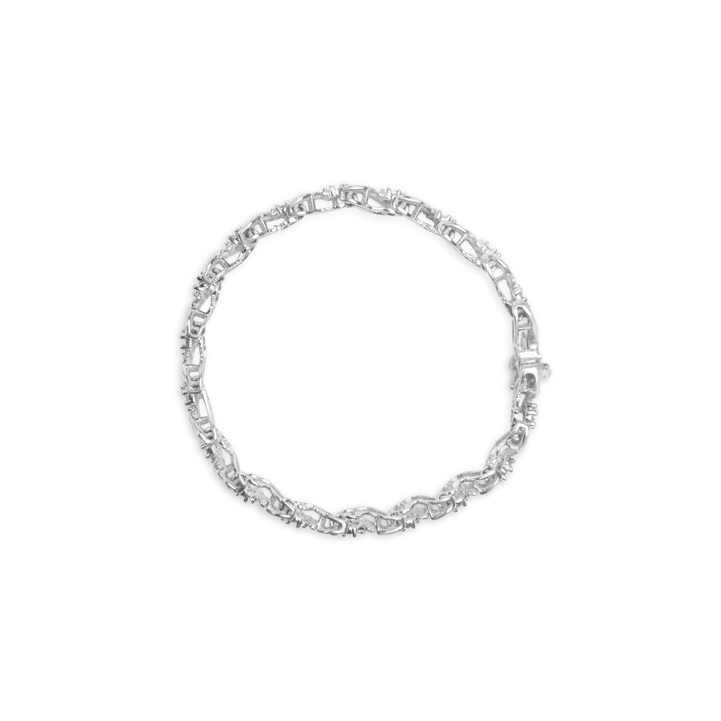 14K White Gold 2.00 Cttw Diamond Cluster and Spiral Link Bracelet (I-J Color, I1-I2 Clarity) - 7" Bids.com