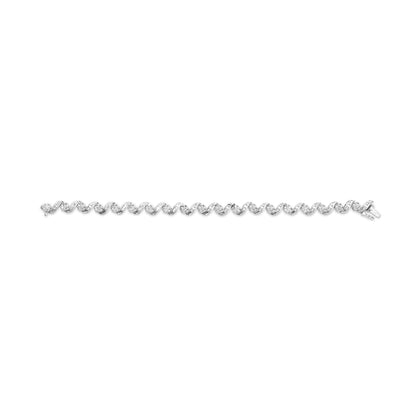 14K White Gold 2.00 Cttw Diamond Cluster and Spiral Link Bracelet (I-J Color, I1-I2 Clarity) - 7" Bids.com