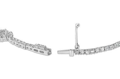 14K White Gold 1 1/2 Cttw Diamond Heart Station Strand Bracelet (H-I Color, I1-I2 Clarity) - 7.5 Inches Bids.com