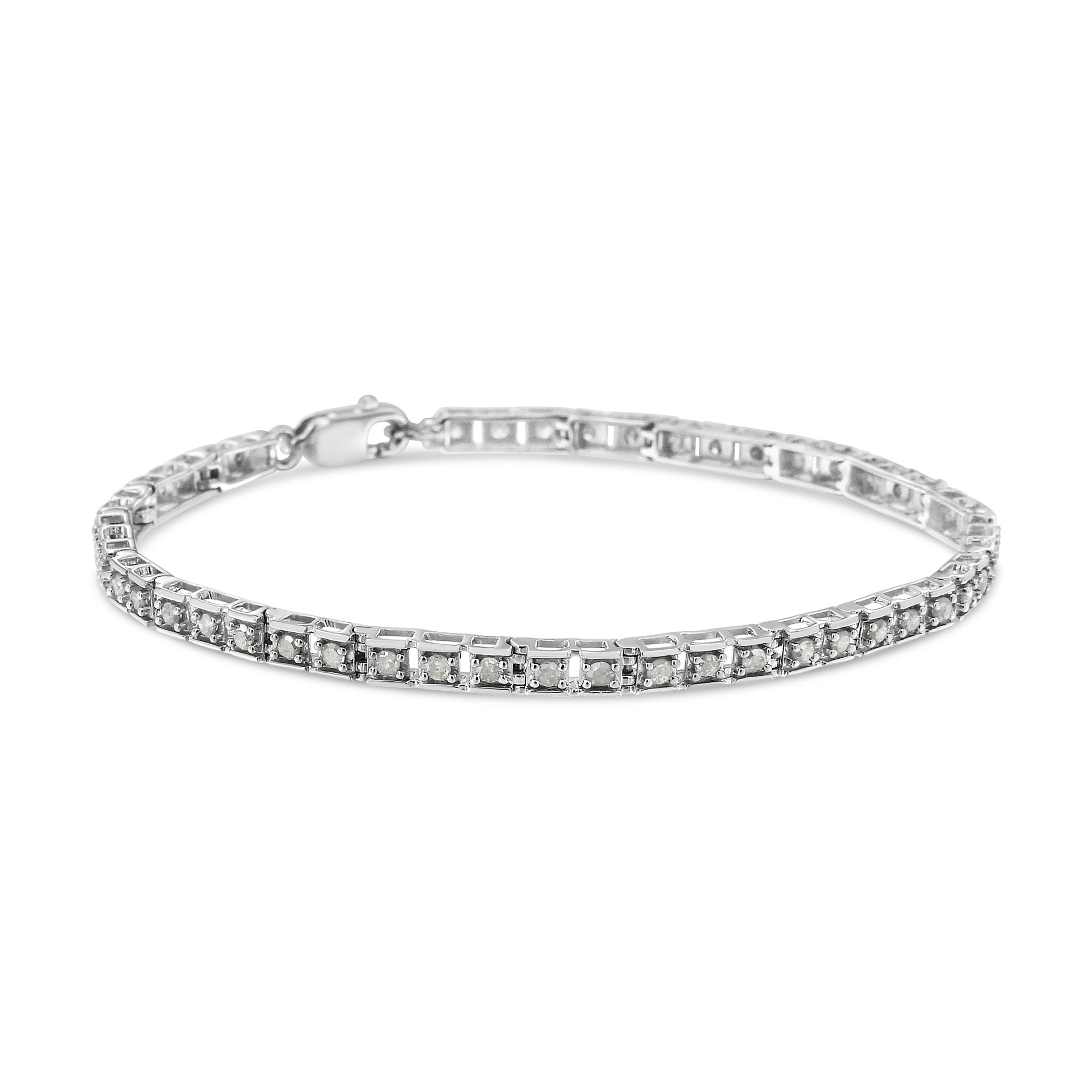 .925 Sterling Silver 1.0 Cttw Diamond Square Hybrid Link 7" Tennis Bracelet (I-J Color, I2-I3 Clarity) Bids.com