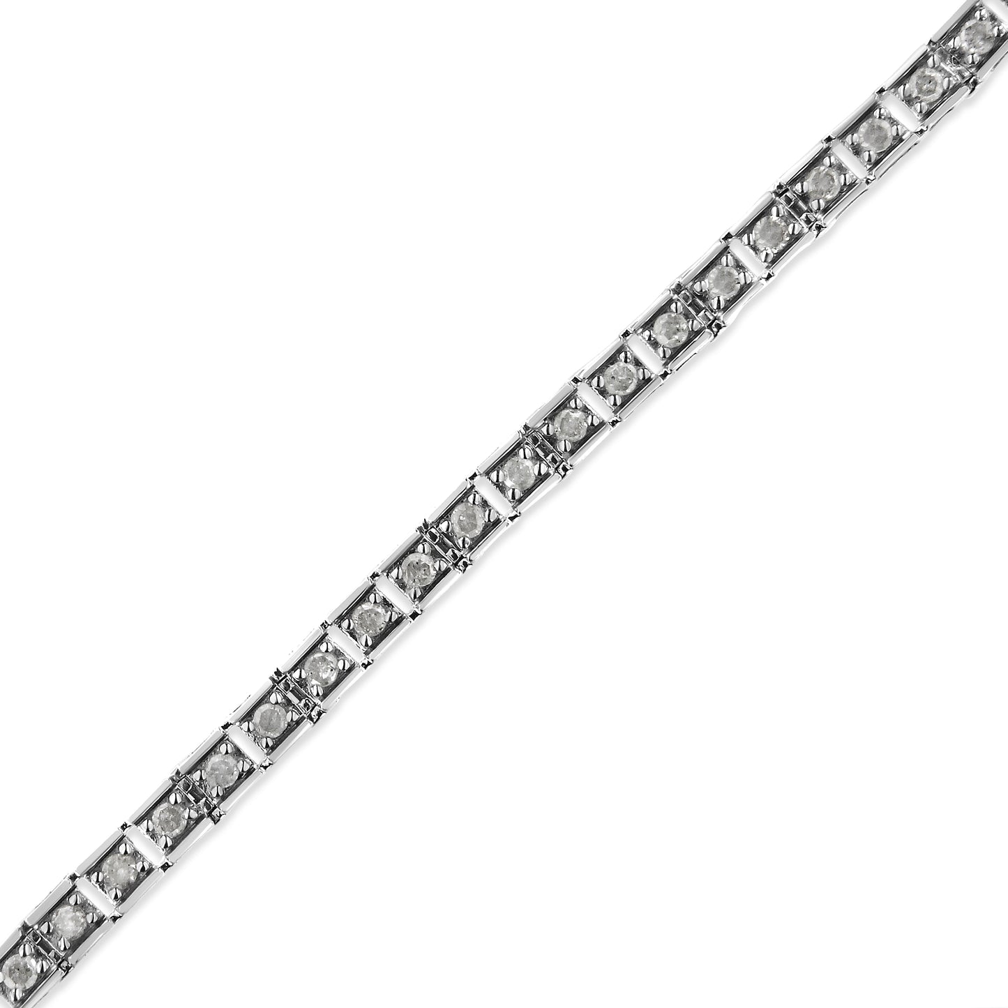 .925 Sterling Silver 1.0 Cttw Diamond Square Hybrid Link 7" Tennis Bracelet (I-J Color, I2-I3 Clarity) Bids.com
