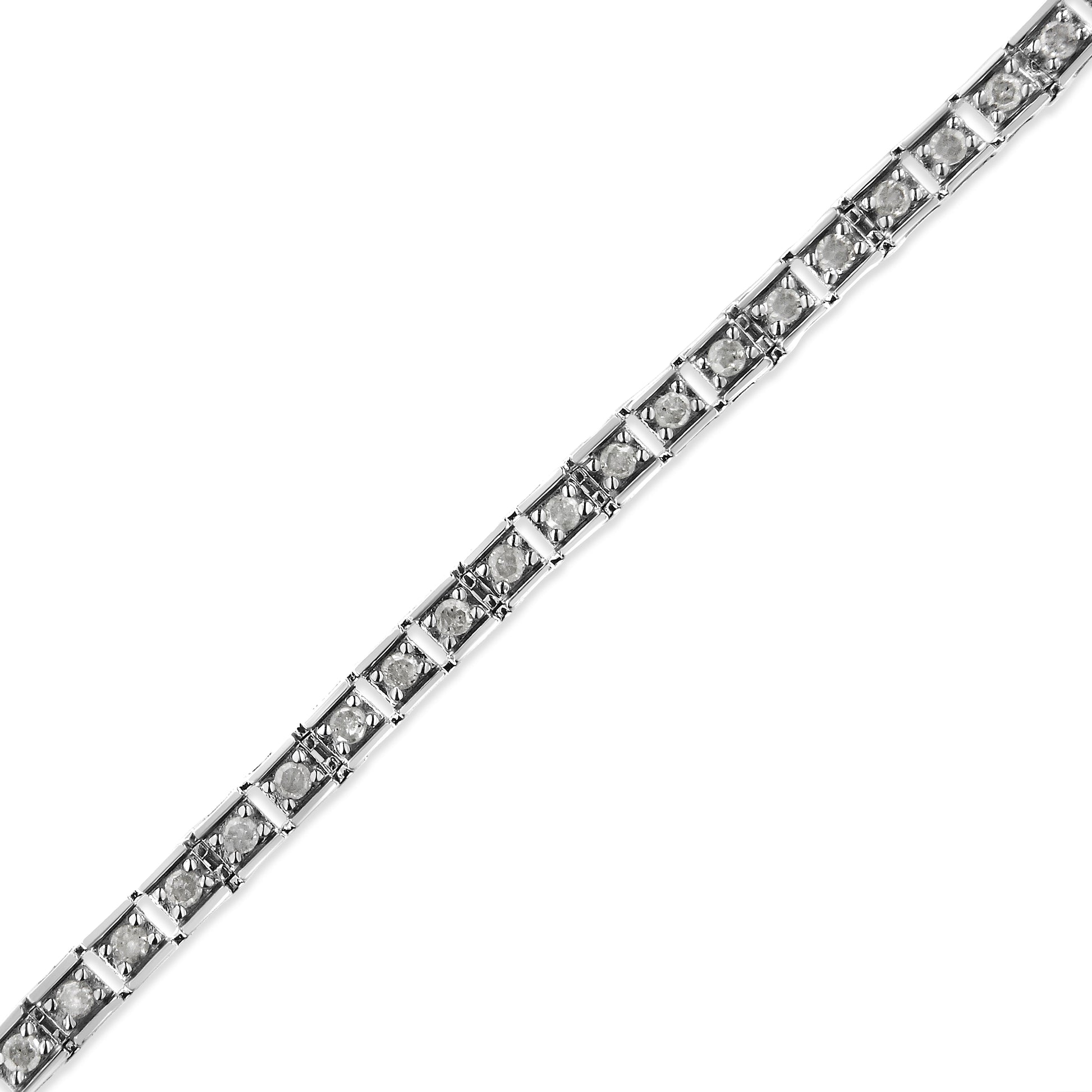 .925 Sterling Silver 1.0 Cttw Diamond Square Hybrid Link 7" Tennis Bracelet (I-J Color, I2-I3 Clarity) Bids.com