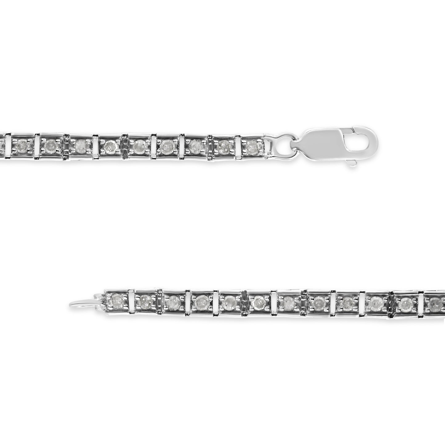 .925 Sterling Silver 1.0 Cttw Diamond Square Hybrid Link 7" Tennis Bracelet (I-J Color, I2-I3 Clarity) Bids.com