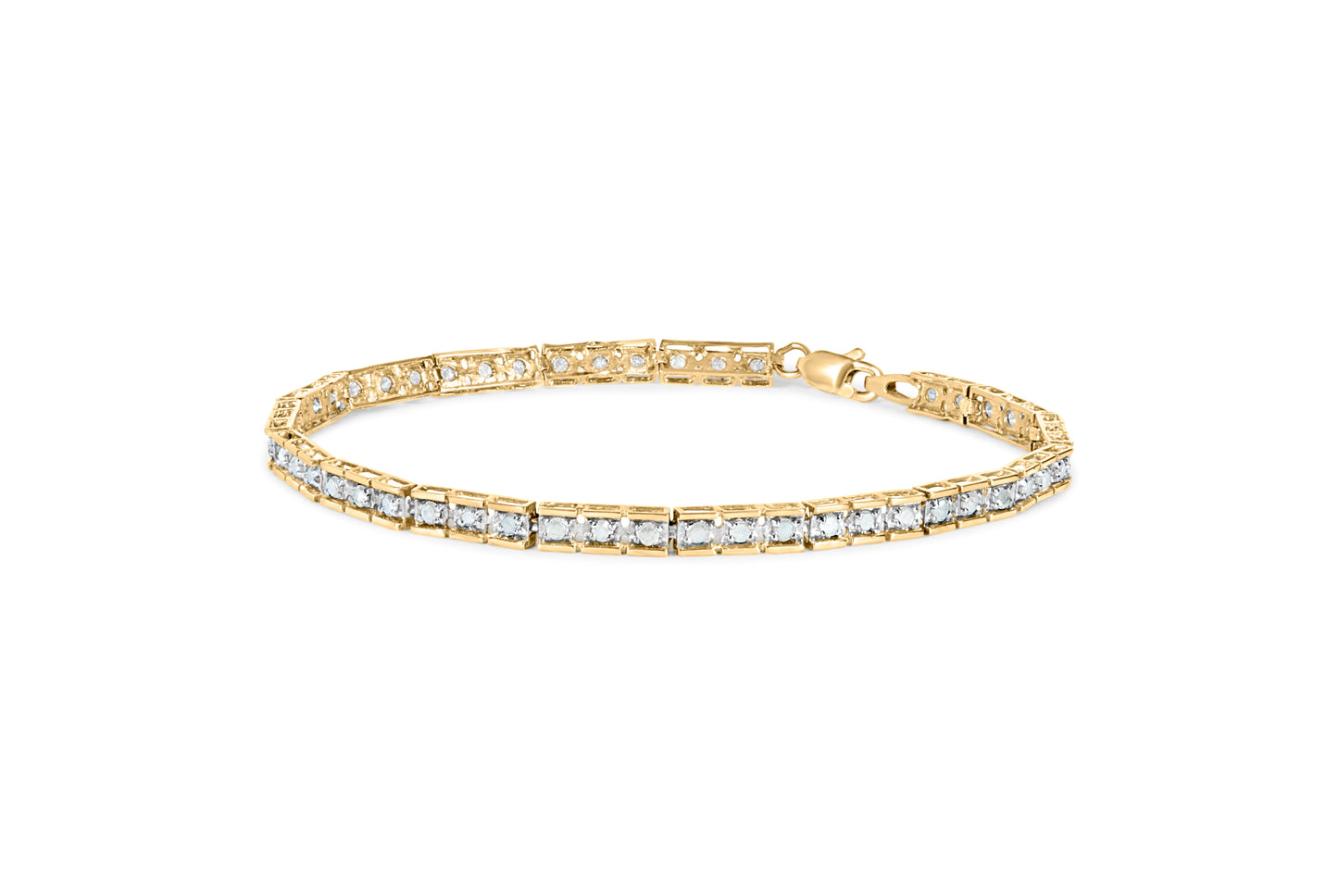 10K Yellow Gold 1.0 Cttw Round Diamond Pave Link Bracelet Bids.com