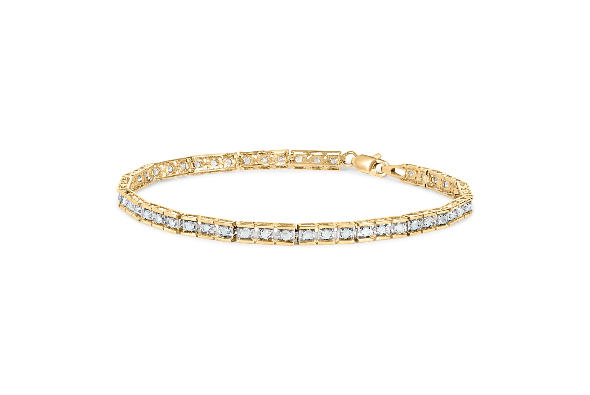 10K Yellow Gold 1.0 Cttw Round Diamond Pave Link Bracelet Bids.com