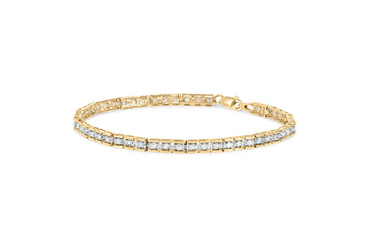 10K Yellow Gold 1.0 Cttw Round Diamond Pave Link Bracelet Bids.com
