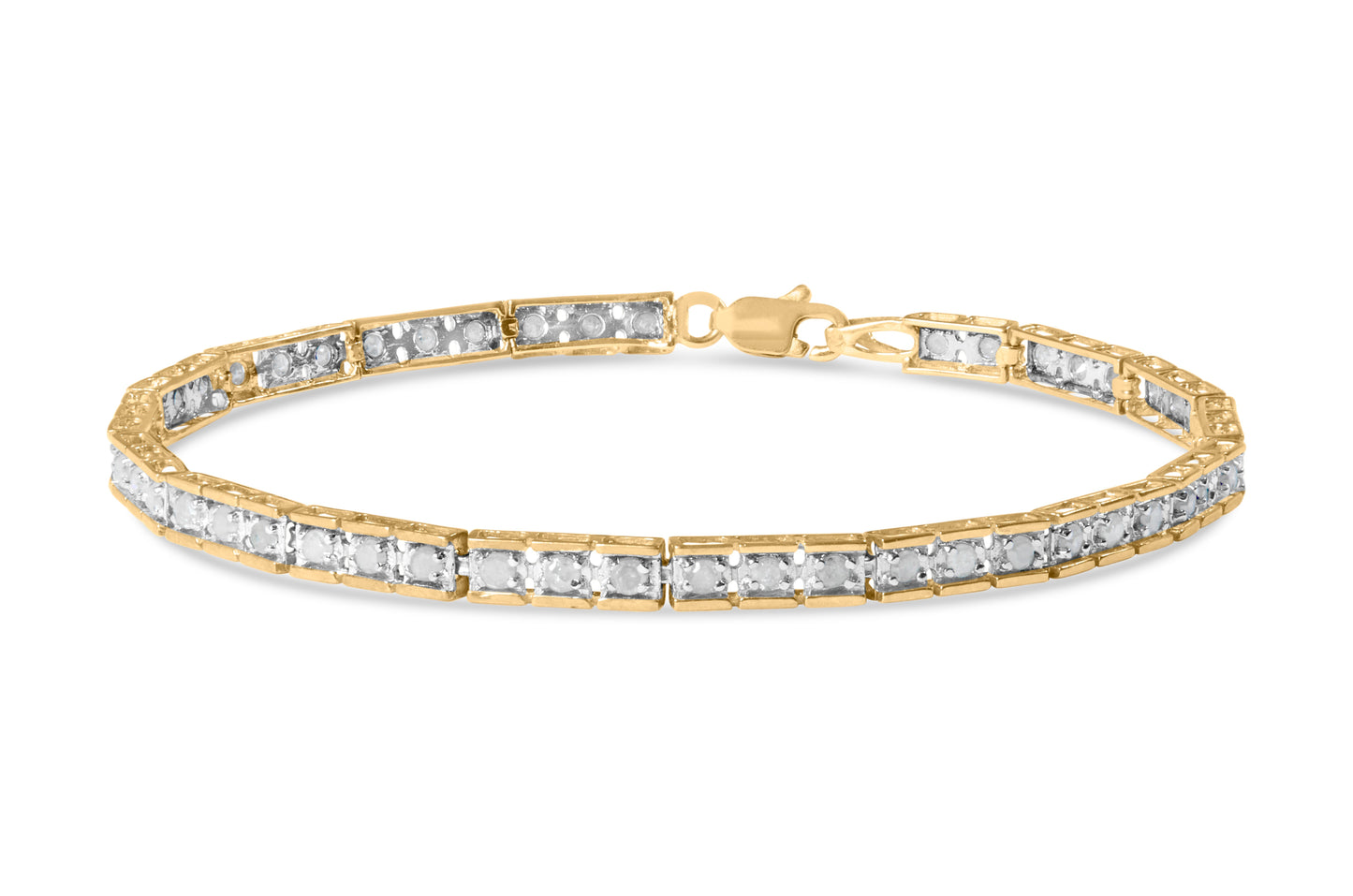 10K Yellow Gold 1.0 Cttw Round Diamond Pave Link Bracelet Bids.com