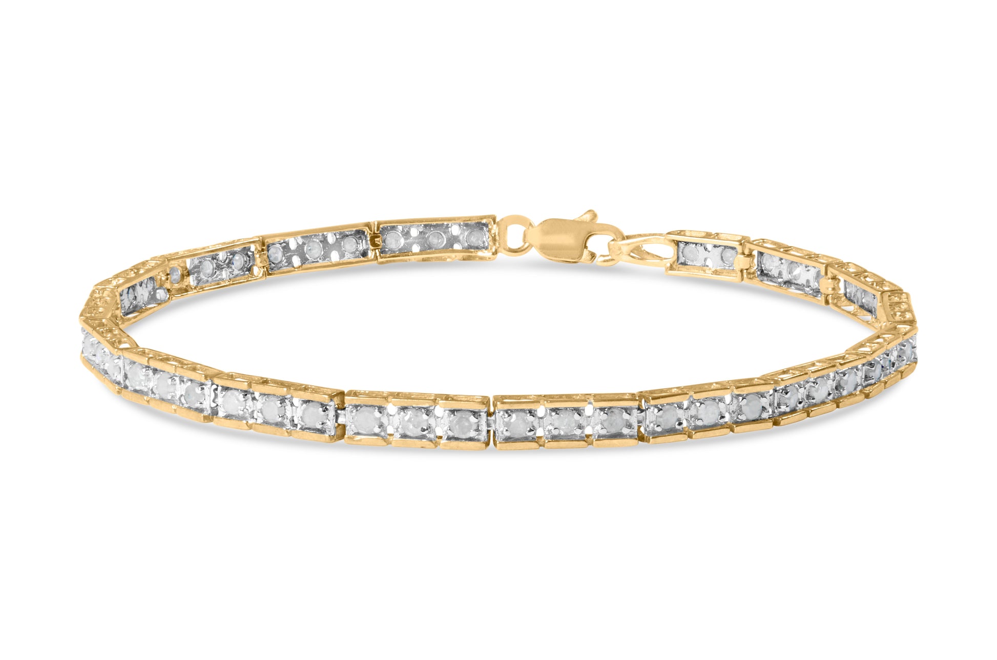 10K Yellow Gold 1.0 Cttw Round Diamond Pave Link Bracelet Bids.com