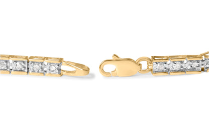 10K Yellow Gold 1.0 Cttw Round Diamond Pave Link Bracelet Bids.com