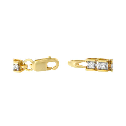 10K Yellow Gold 1.0 Cttw Round Diamond Pave Link Bracelet Bids.com