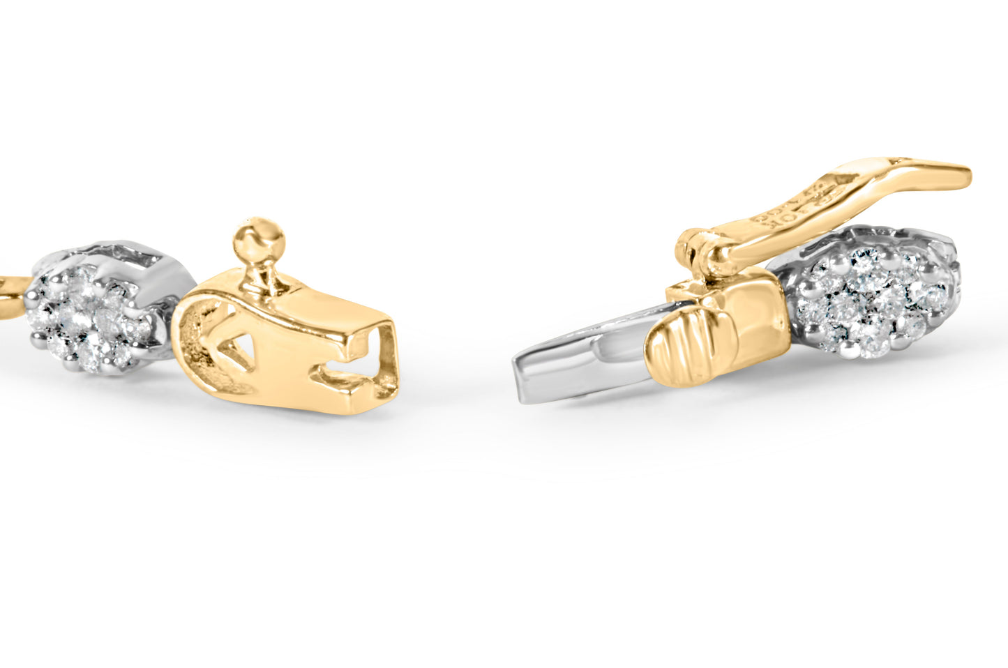 10K White and Yellow Gold 1.00 Cttw Diamond Oval Shaped Cluster Link  Bracelet (I-J Color, SI2-I1 Clarity) - 7" Inches Bids.com