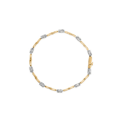 10K White and Yellow Gold 1.00 Cttw Diamond Oval Shaped Cluster Link  Bracelet (I-J Color, SI2-I1 Clarity) - 7" Inches Bids.com