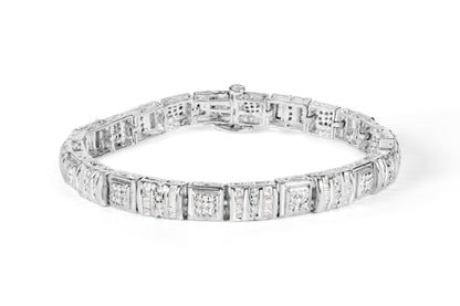 10K White Gold Round and Baguette Cut Diamond Bracelet (2.00 cttw, H-I Color, I2-I3 Clarity) Bids.com