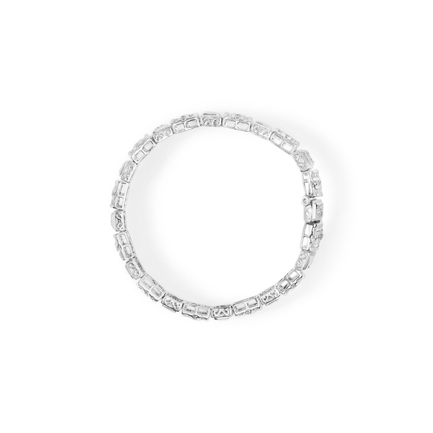 10K White Gold Round and Baguette Cut Diamond Bracelet (2.00 cttw, H-I Color, I2-I3 Clarity) Bids.com