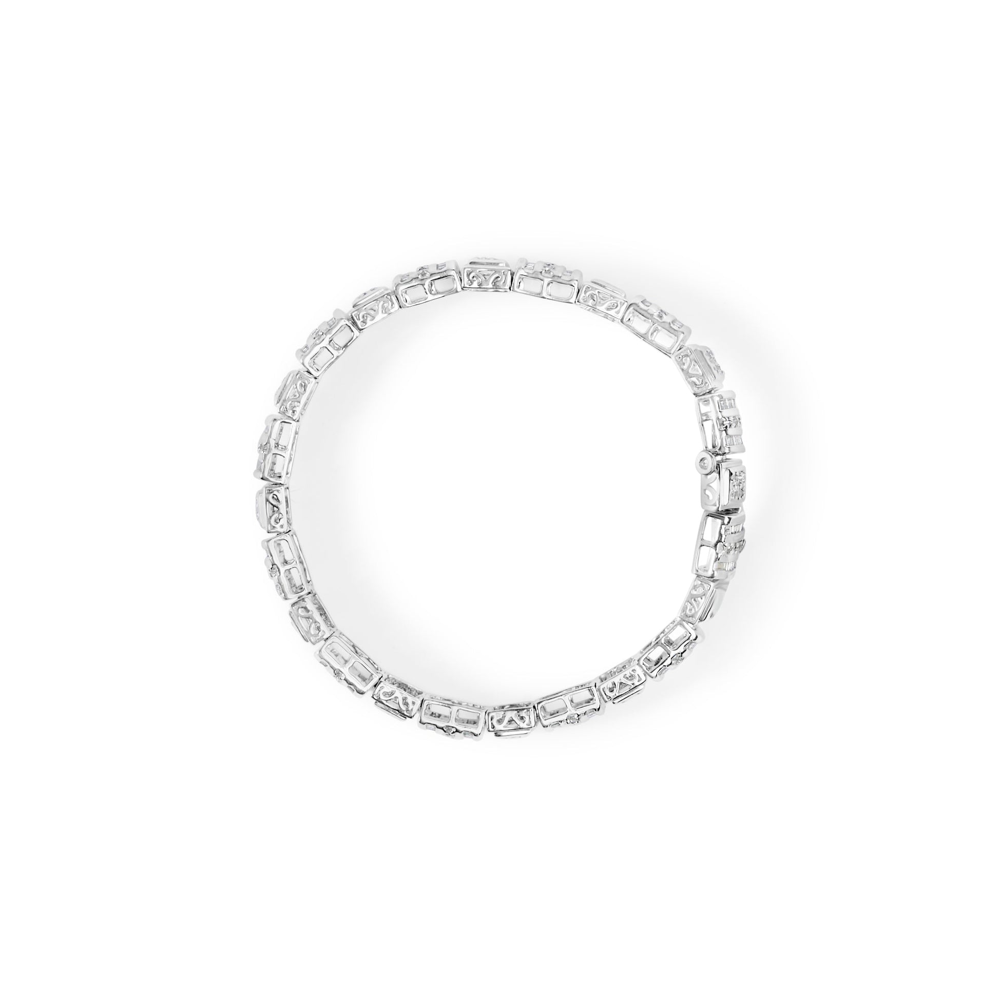 10K White Gold Round and Baguette Cut Diamond Bracelet (2.00 cttw, H-I Color, I2-I3 Clarity) Bids.com