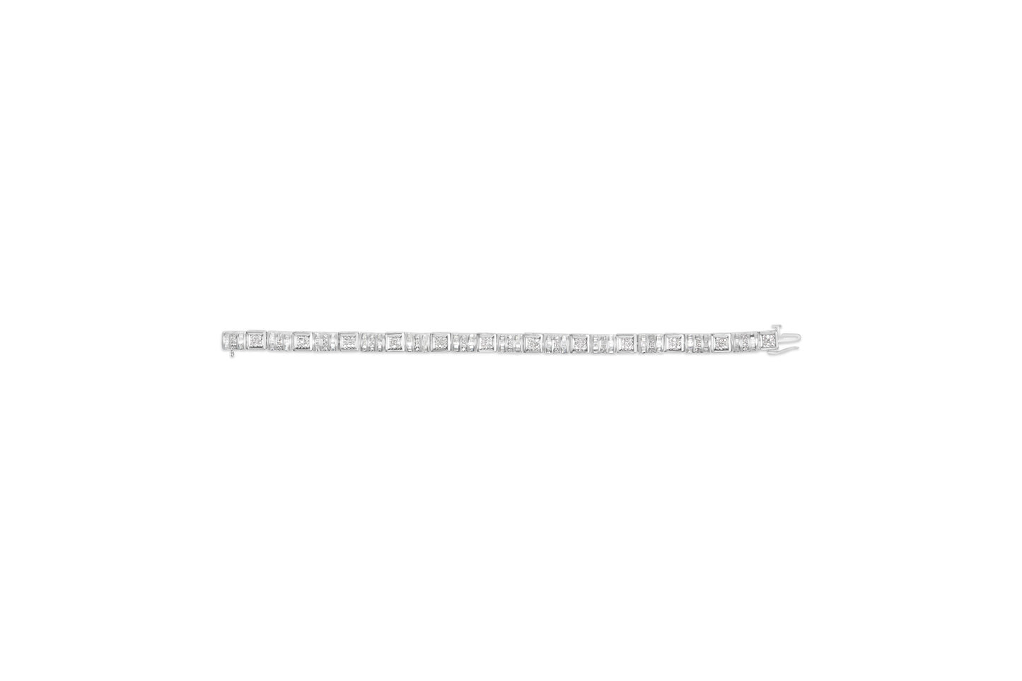 10K White Gold Round and Baguette Cut Diamond Bracelet (2.00 cttw, H-I Color, I2-I3 Clarity) Bids.com