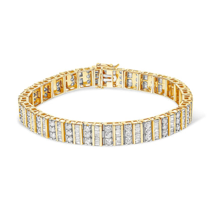 14K Yellow Gold 5.50 Cttw Round and Baguette Diamond Link Bracelet Bids.com