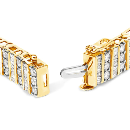 14K Yellow Gold 5.50 Cttw Round and Baguette Diamond Link Bracelet Bids.com