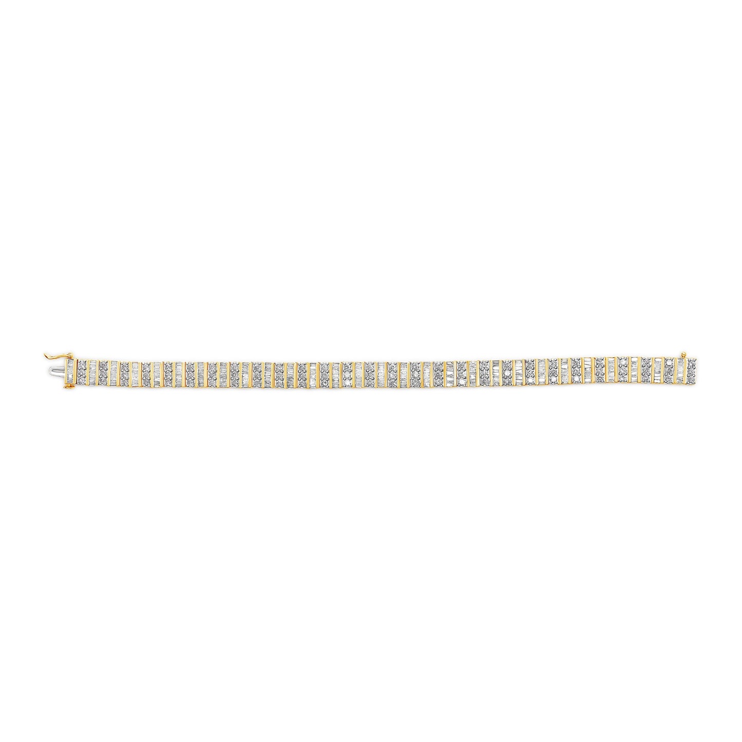 14K Yellow Gold 5.50 Cttw Round and Baguette Diamond Link Bracelet Bids.com