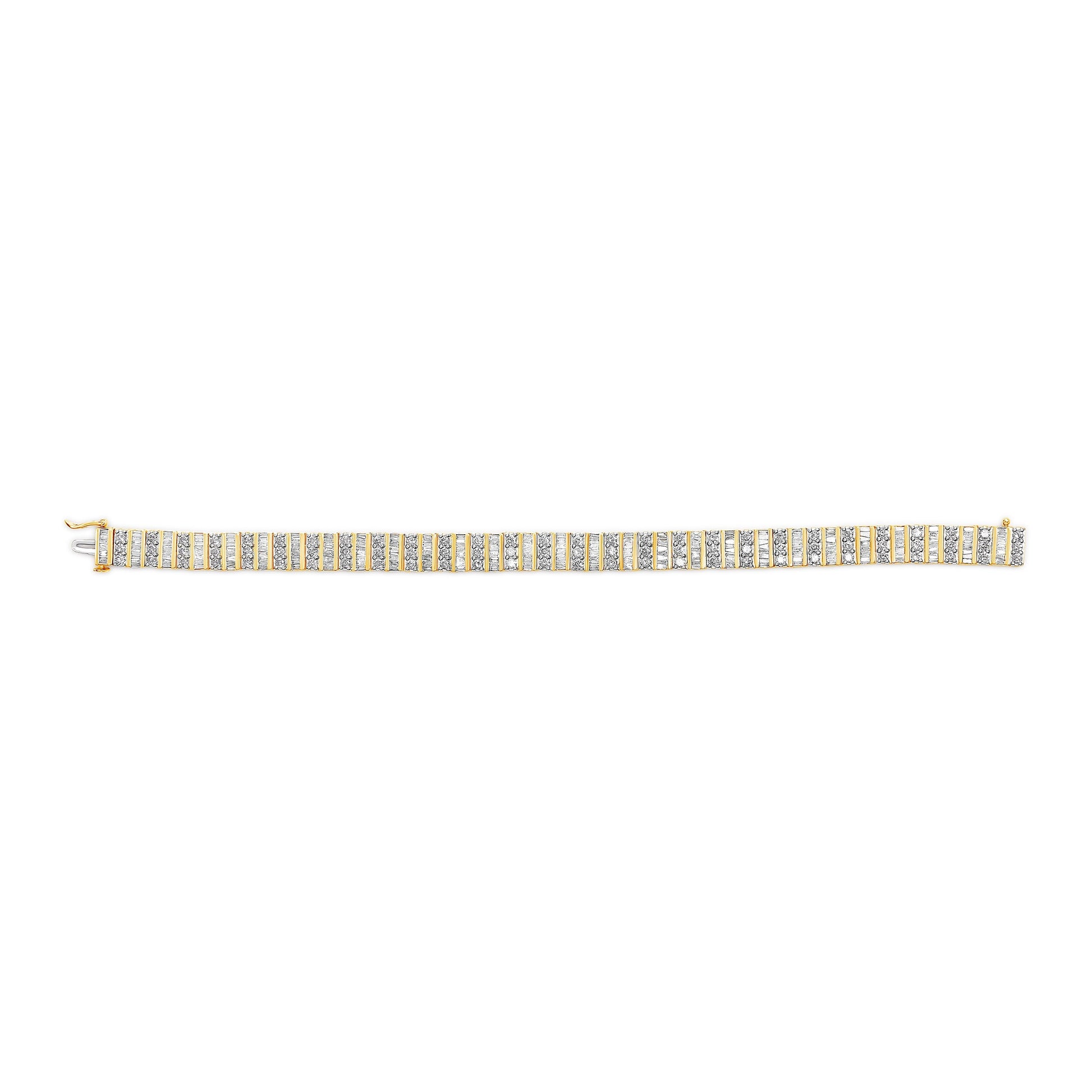 14K Yellow Gold 5.50 Cttw Round and Baguette Diamond Link Bracelet Bids.com