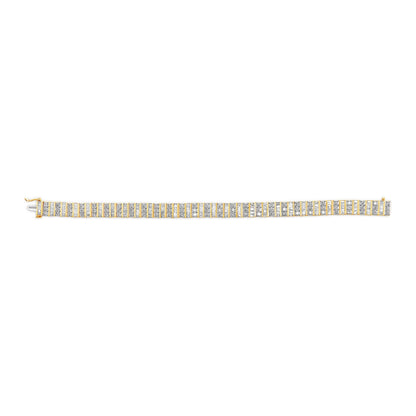 14K Yellow Gold 5.50 Cttw Round and Baguette Diamond Link Bracelet Bids.com