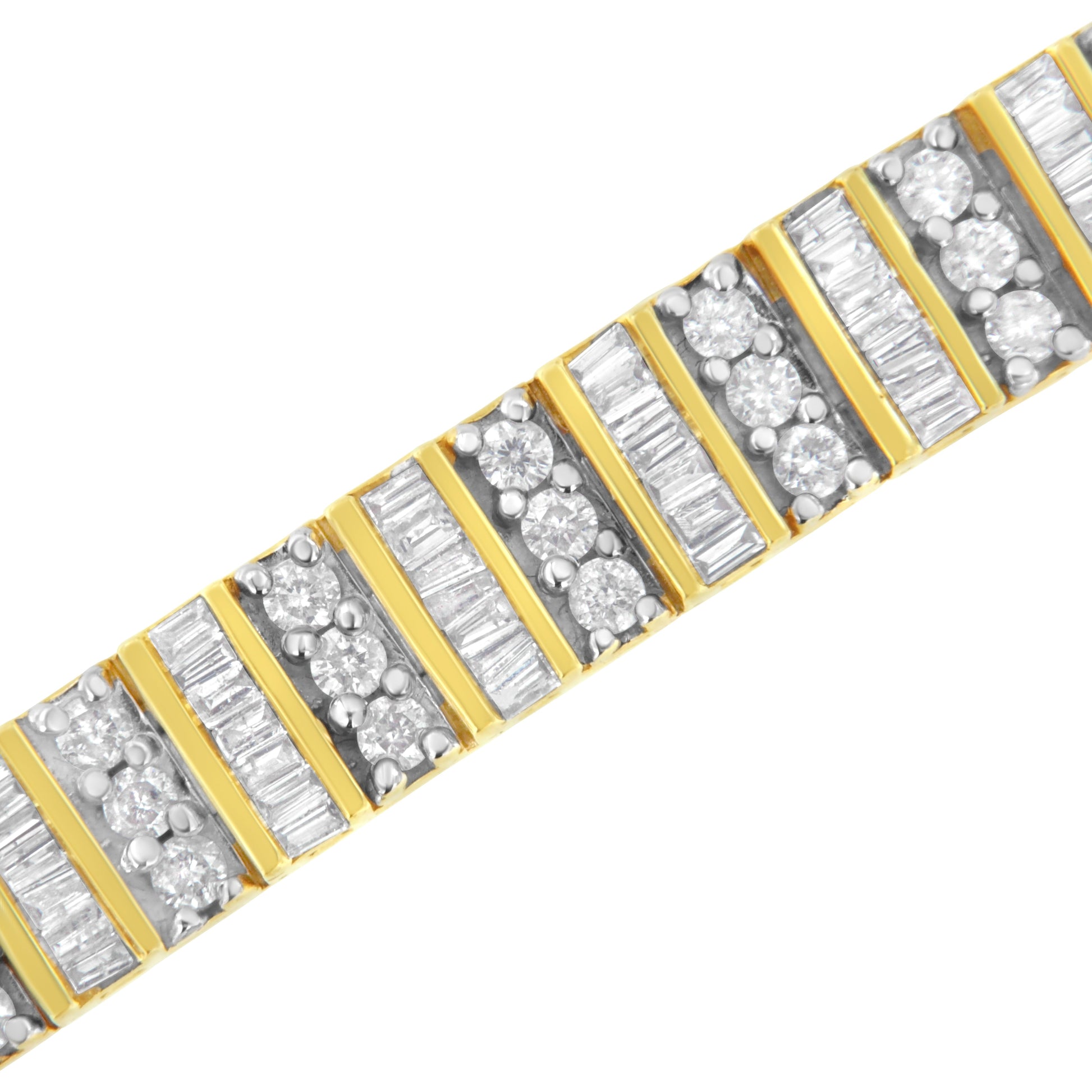 14K Yellow Gold 5.50 Cttw Round and Baguette Diamond Link Bracelet Bids.com