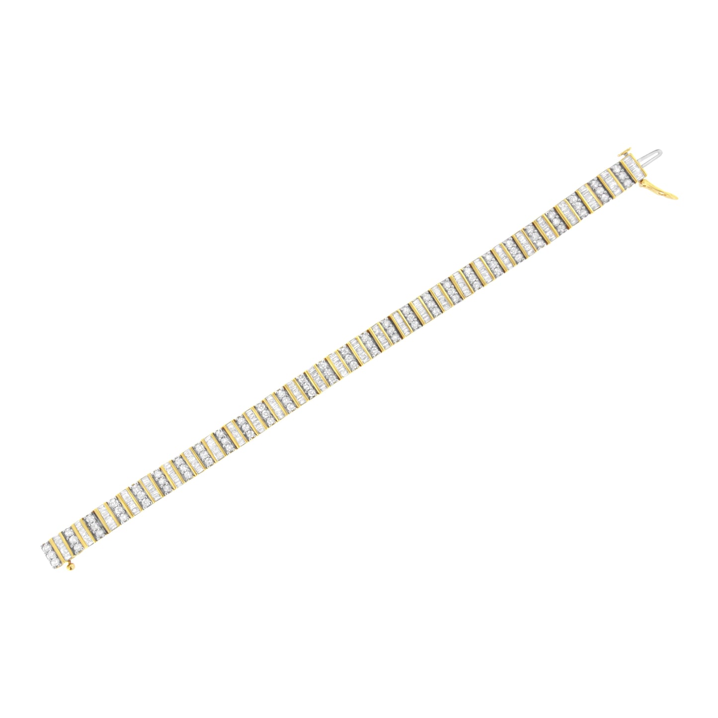 14K Yellow Gold 5.50 Cttw Round and Baguette Diamond Link Bracelet Bids.com