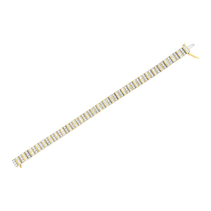 14K Yellow Gold 5.50 Cttw Round and Baguette Diamond Link Bracelet Bids.com