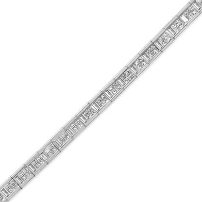 14K White Gold 4 3/8 Cttw Alternating Invisible Set Princess and Baguette Diamond Tennis Bracelet (G-H Color, VS1-VS2 Clarity) - Size 7" Bids.com