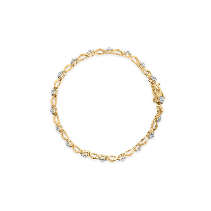 10k Yellow Gold 1.00 Cttw Round-Cut Diamond Floral S-Link 7.50" Bracelet (I-J Color, I2-I3 Clarity) Bids.com