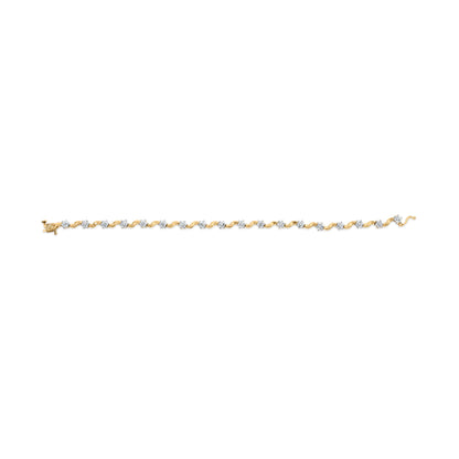 10k Yellow Gold 1.00 Cttw Round-Cut Diamond Floral S-Link 7.50" Bracelet (I-J Color, I2-I3 Clarity) Bids.com