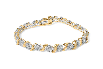 10K Yellow Gold 2.00 Cttw Round Cut Diamond 'S' Cluster Bracelet (J-K Color, I1-I2 Clarity) Bids.com