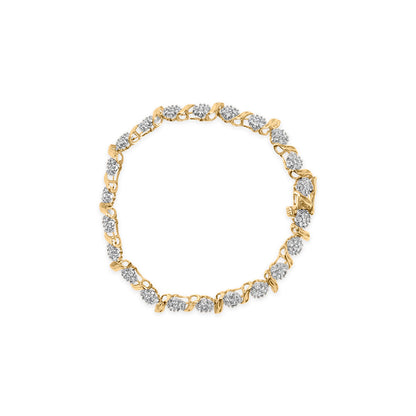 10K Yellow Gold 2.00 Cttw Round Cut Diamond 'S' Cluster Bracelet (J-K Color, I1-I2 Clarity) Bids.com