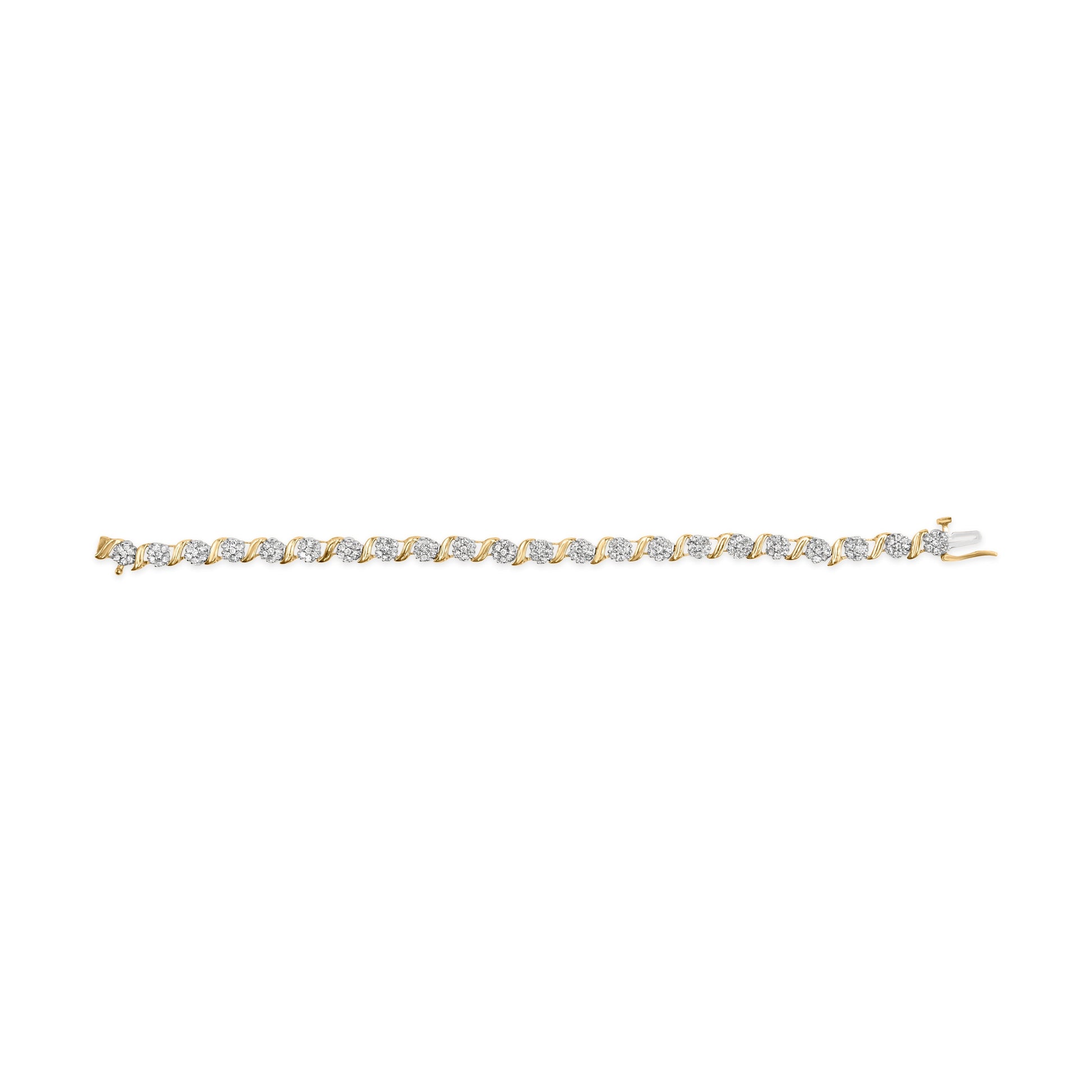 10K Yellow Gold 2.00 Cttw Round Cut Diamond 'S' Cluster Bracelet (J-K Color, I1-I2 Clarity) Bids.com